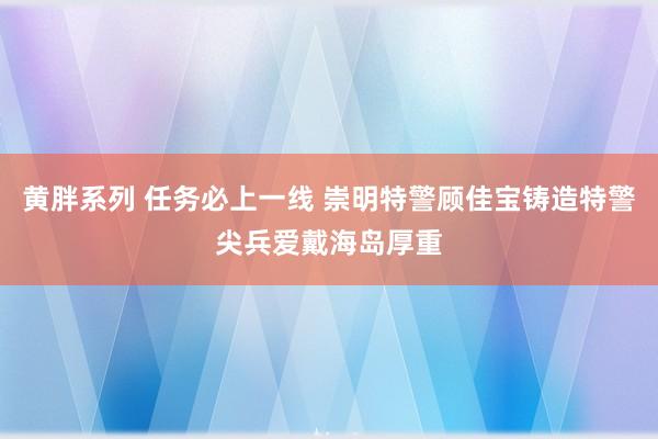 黄胖系列 任务必上一线 崇明特警顾佳宝铸造特警尖兵爱戴海岛厚重