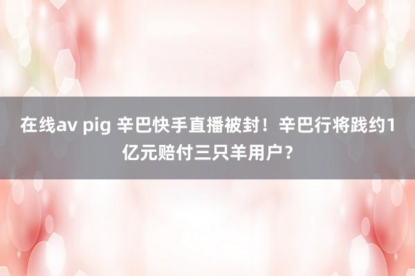 在线av pig 辛巴快手直播被封！辛巴行将践约1亿元赔付三只羊用户？