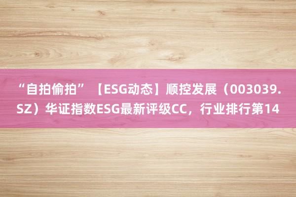 “自拍偷拍” 【ESG动态】顺控发展（003039.SZ）华证指数ESG最新评级CC，行业排行第14