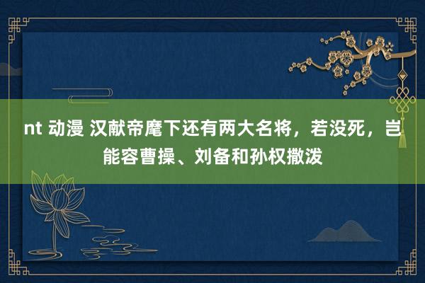 nt 动漫 汉献帝麾下还有两大名将，若没死，岂能容曹操、刘备和孙权撒泼