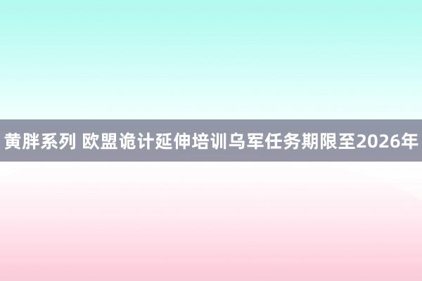 黄胖系列 欧盟诡计延伸培训乌军任务期限至2026年