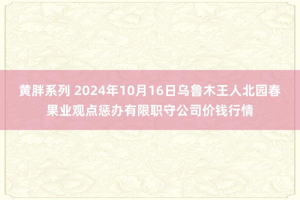 黄胖系列 2024年10月16日乌鲁木王人北园春果业观点惩办有限职守公司价钱行情