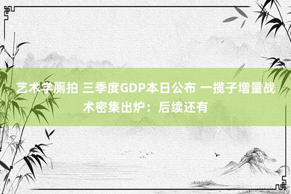 艺术学厕拍 三季度GDP本日公布 一揽子增量战术密集出炉：后续还有