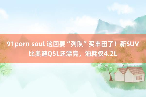 91porn soul 这回要“列队”买丰田了！新SUV比奥迪Q5L还漂亮，油耗仅4.2L