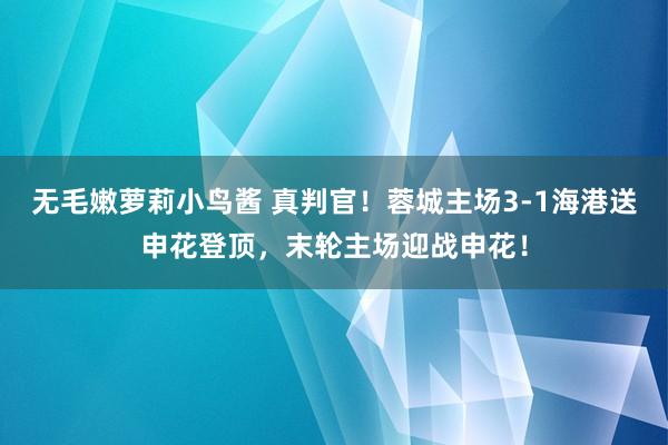 无毛嫩萝莉小鸟酱 真判官！蓉城主场3-1海港送申花登顶，末轮主场迎战申花！