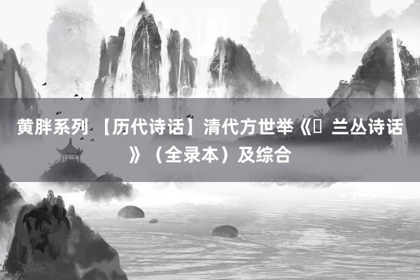 黄胖系列 【历代诗话】清代方世举《​兰丛诗话》（全录本）及综合