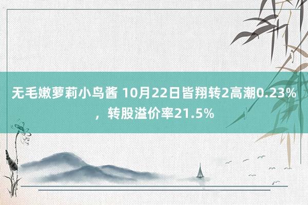 无毛嫩萝莉小鸟酱 10月22日皆翔转2高潮0.23%，转股溢价率21.5%