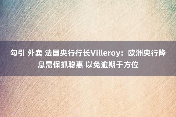 勾引 外卖 法国央行行长Villeroy：欧洲央行降息需保抓聪惠 以免逾期于方位