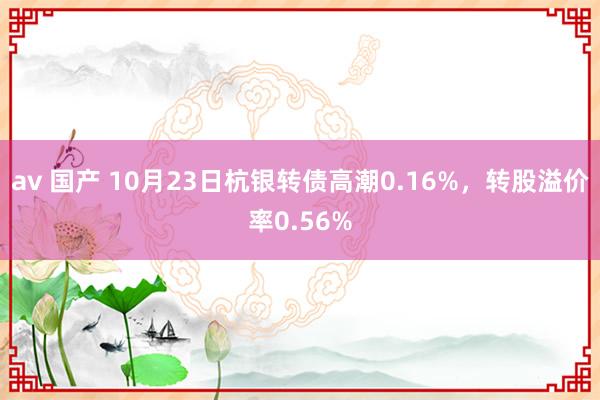 av 国产 10月23日杭银转债高潮0.16%，转股溢价率0.56%