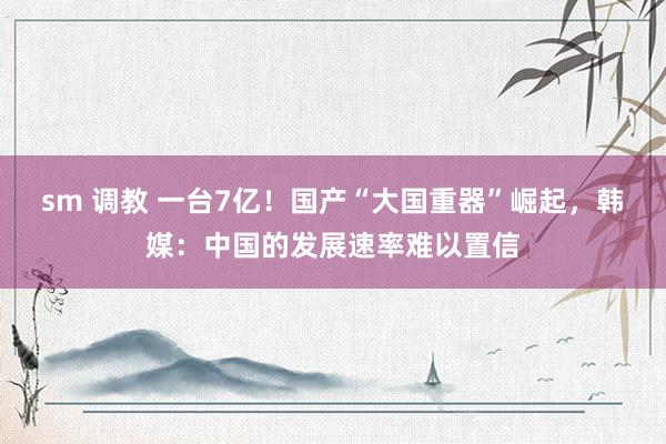 sm 调教 一台7亿！国产“大国重器”崛起，韩媒：中国的发展速率难以置信