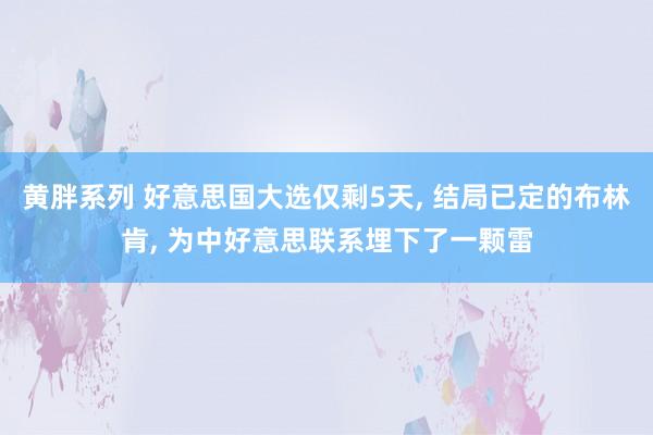 黄胖系列 好意思国大选仅剩5天， 结局已定的布林肯， 为中好意思联系埋下了一颗雷