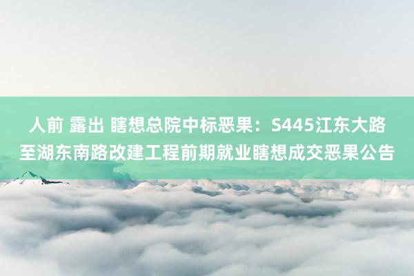 人前 露出 瞎想总院中标恶果：S445江东大路至湖东南路改建工程前期就业瞎想成交恶果公告