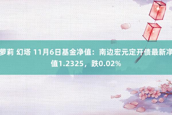 萝莉 幻塔 11月6日基金净值：南边宏元定开债最新净值1.2325，跌0.02%