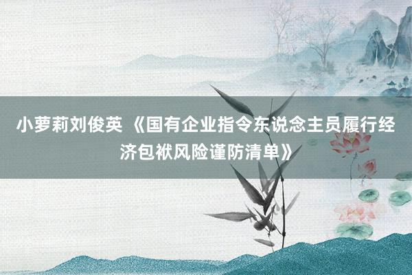 小萝莉刘俊英 《国有企业指令东说念主员履行经济包袱风险谨防清单》