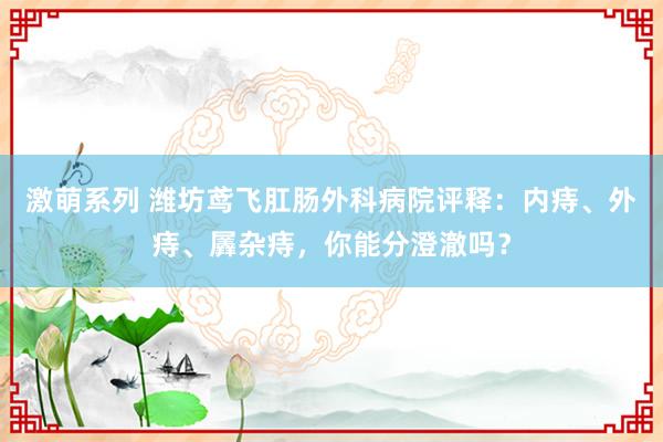 激萌系列 潍坊鸢飞肛肠外科病院评释：内痔、外痔、羼杂痔，你能分澄澈吗？