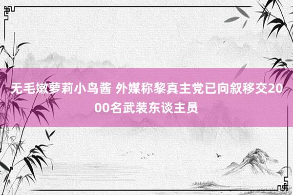 无毛嫩萝莉小鸟酱 外媒称黎真主党已向叙移交2000名武装东谈主员