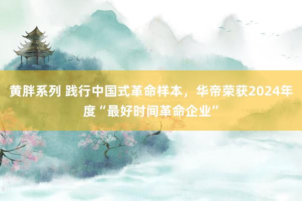 黄胖系列 践行中国式革命样本，华帝荣获2024年度“最好时间革命企业”