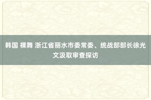 韩国 裸舞 浙江省丽水市委常委、统战部部长徐光文汲取审查探访