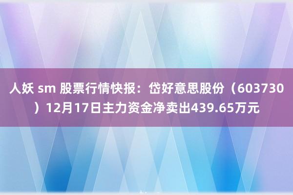 人妖 sm 股票行情快报：岱好意思股份（603730）12月17日主力资金净卖出439.65万元