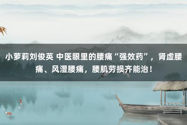 小萝莉刘俊英 中医眼里的腰痛“强效药”，肾虚腰痛、风湿腰痛，腰肌劳损齐能治！