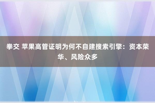 拳交 苹果高管证明为何不自建搜索引擎：资本荣华、风险众多