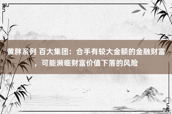 黄胖系列 百大集团：合手有较大金额的金融财富，可能濒临财富价值下落的风险