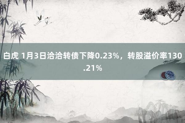 白虎 1月3日洽洽转债下降0.23%，转股溢价率130.21%