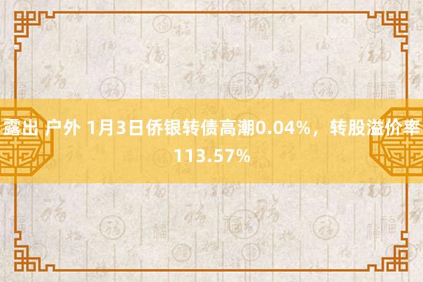 露出 户外 1月3日侨银转债高潮0.04%，转股溢价率113.57%