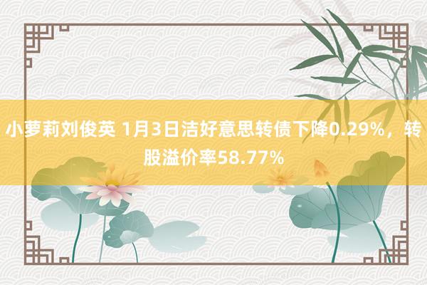 小萝莉刘俊英 1月3日洁好意思转债下降0.29%，转股溢价率58.77%