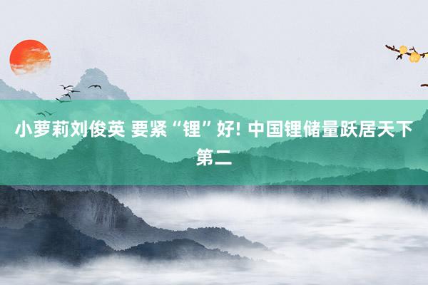 小萝莉刘俊英 要紧“锂”好! 中国锂储量跃居天下第二