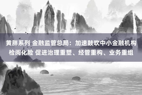 黄胖系列 金融监管总局：加速鼓吹中小金融机构检阅化险 促进治理重塑、经管重构、业务重组