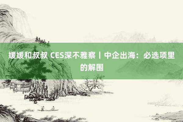 媛媛和叔叔 CES深不雅察丨中企出海：必选项里的解围