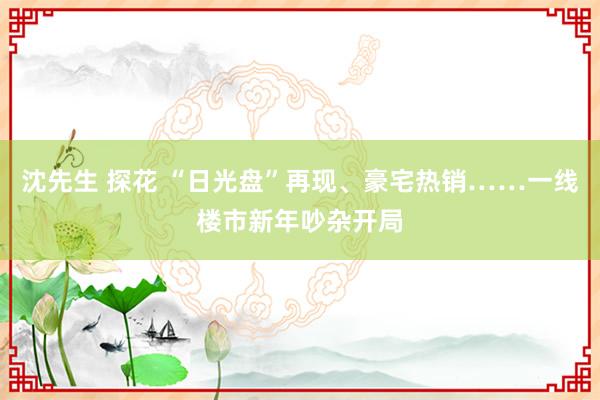 沈先生 探花 “日光盘”再现、豪宅热销……一线楼市新年吵杂开局